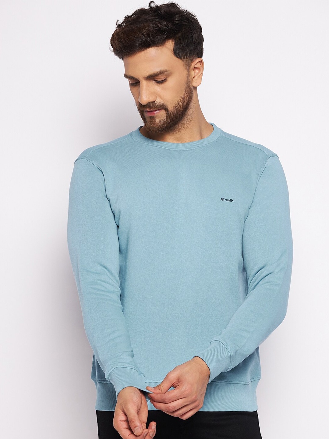 

98 Degree North Men Turquoise Blue Fleece Sweatshirt