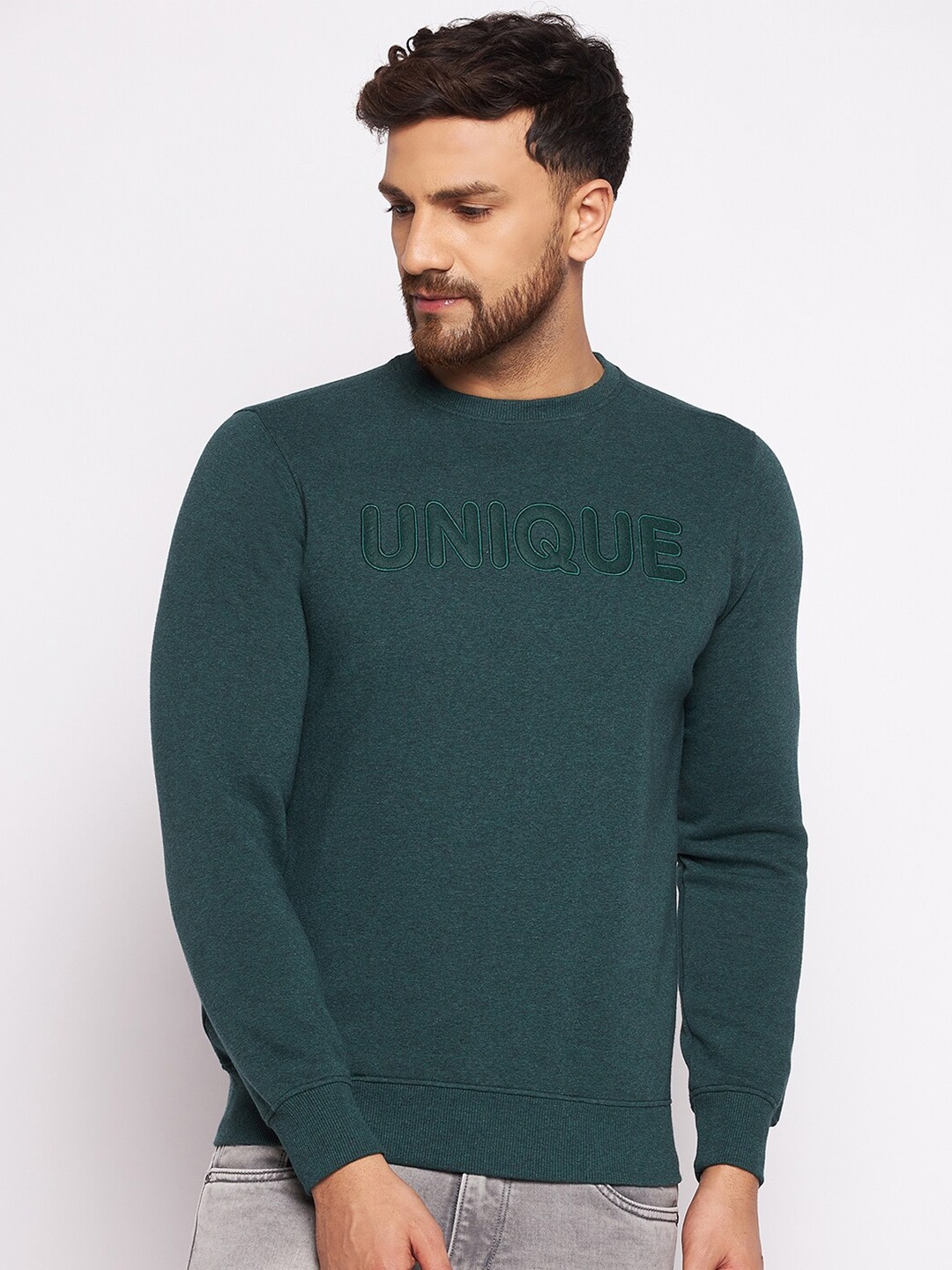 

98 Degree North Men Green Fleece Sweatshirt