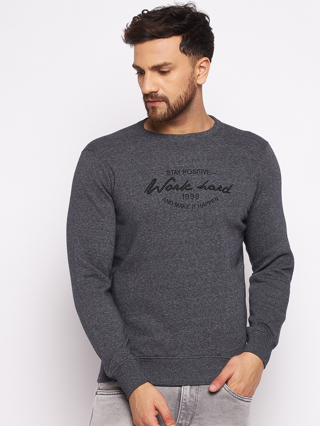 

98 Degree North Men Grey Printed Sweatshirt