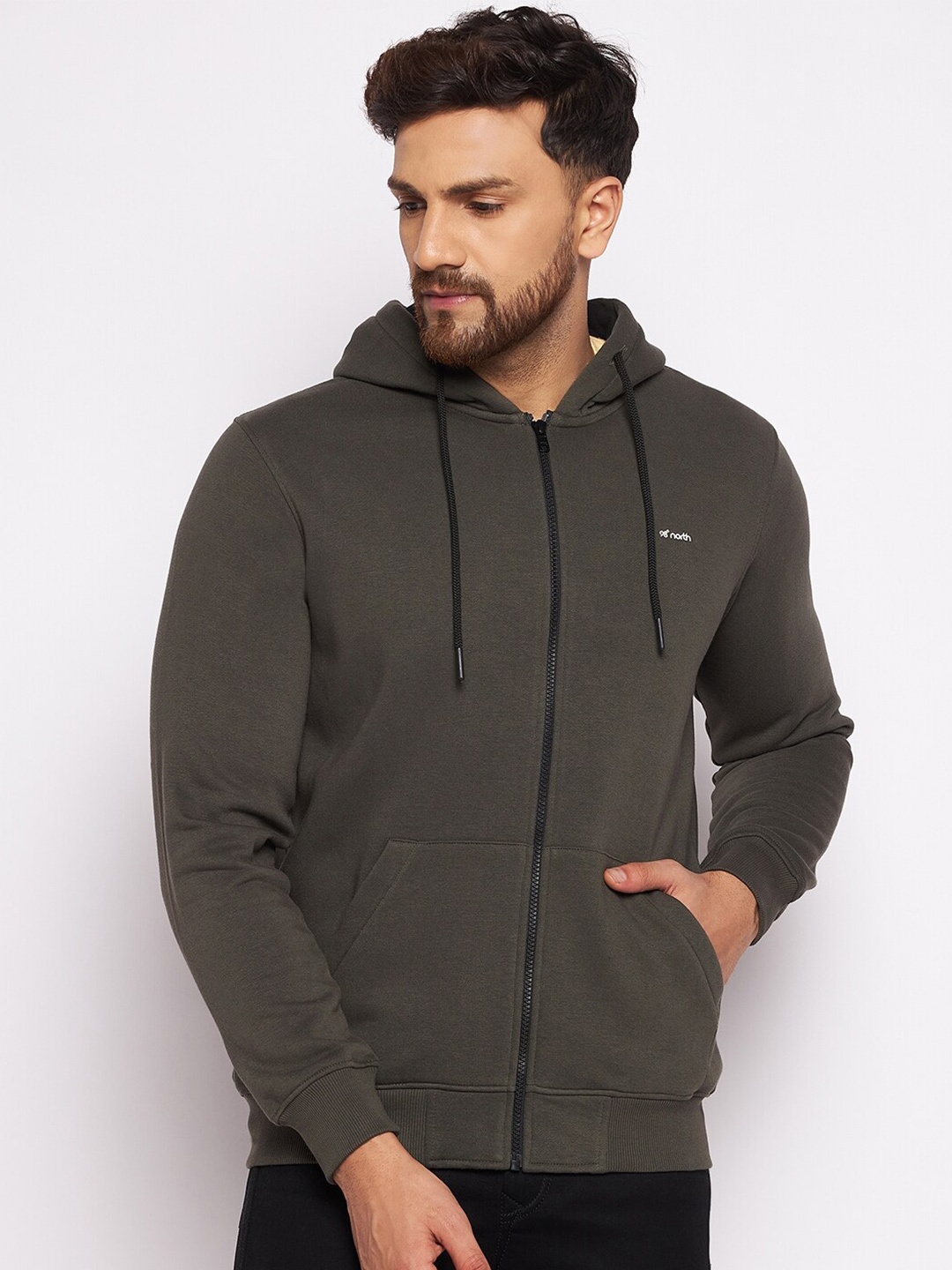 

98 Degree North Men Olive Green Hooded Sweatshirt