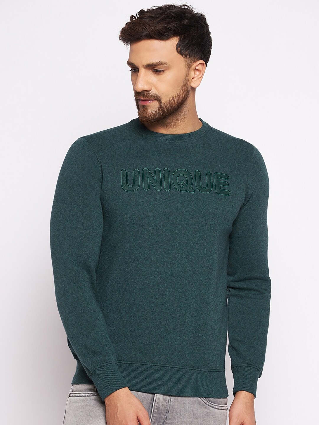 

98 Degree North Men Green Printed Sweatshirt