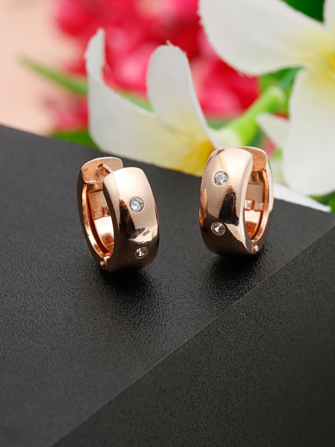 

Shining Diva Fashion Rose Gold Plated Contemporary Hoop Earrings