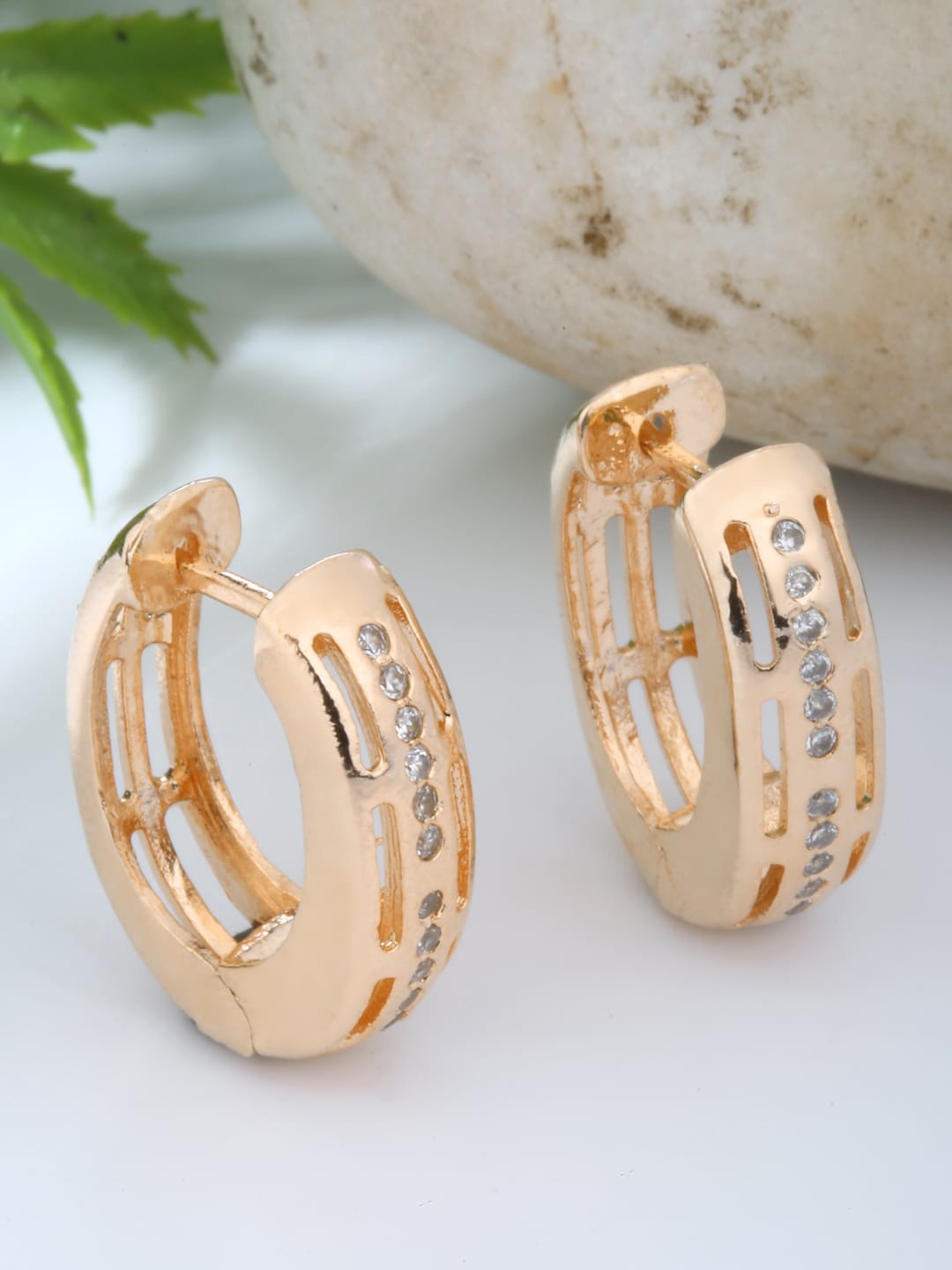 

Shining Diva Fashion Gold-Plated Contemporary Hoop Earrings