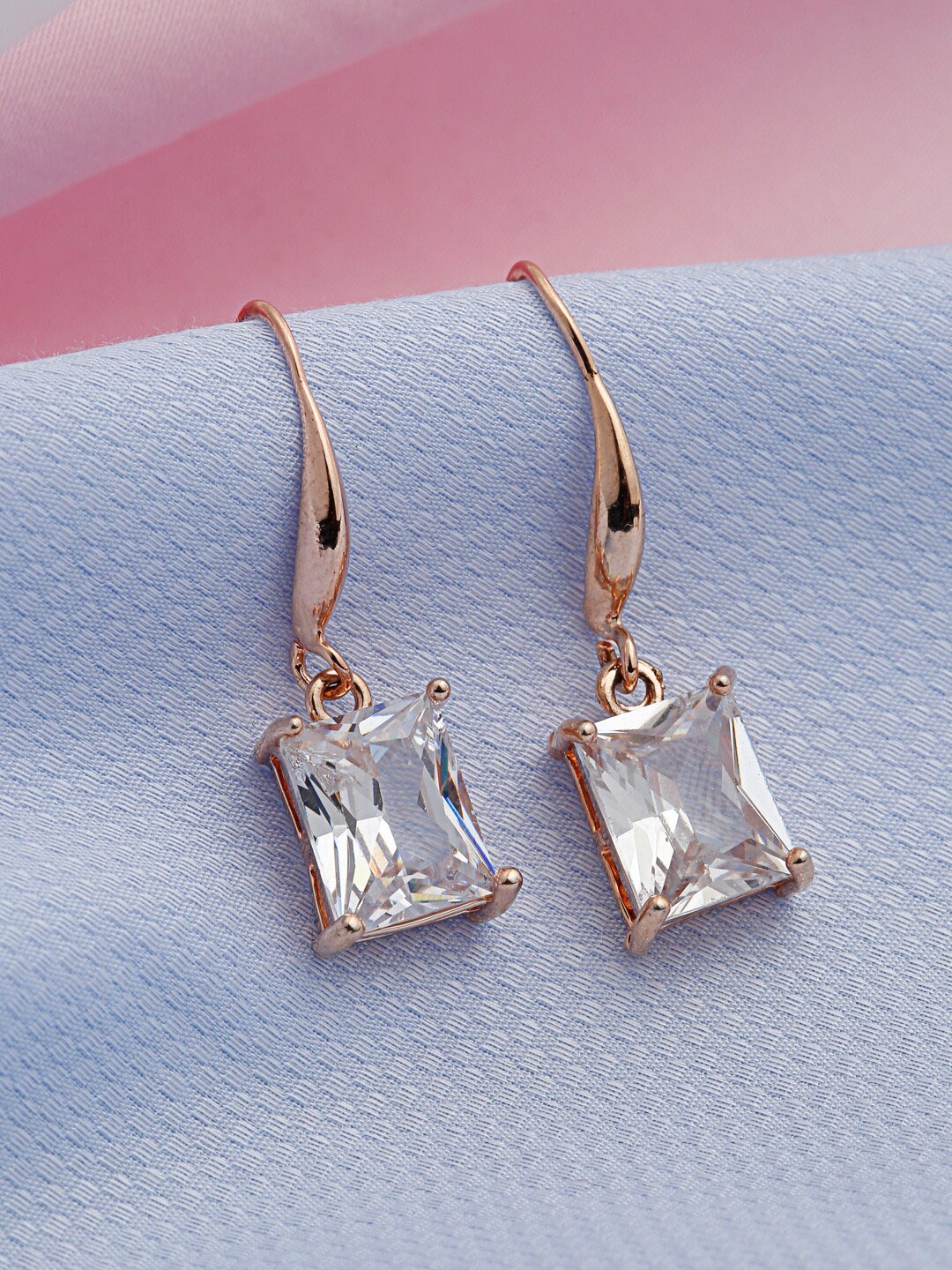 

Shining Diva Fashion Rose Gold Plated Contemporary Drop Earrings