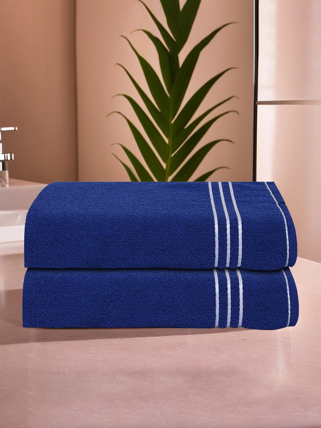 

Kuber Industries Blue Set of 2 Super Absorbent 400 GSM Cotton Bath Towels
