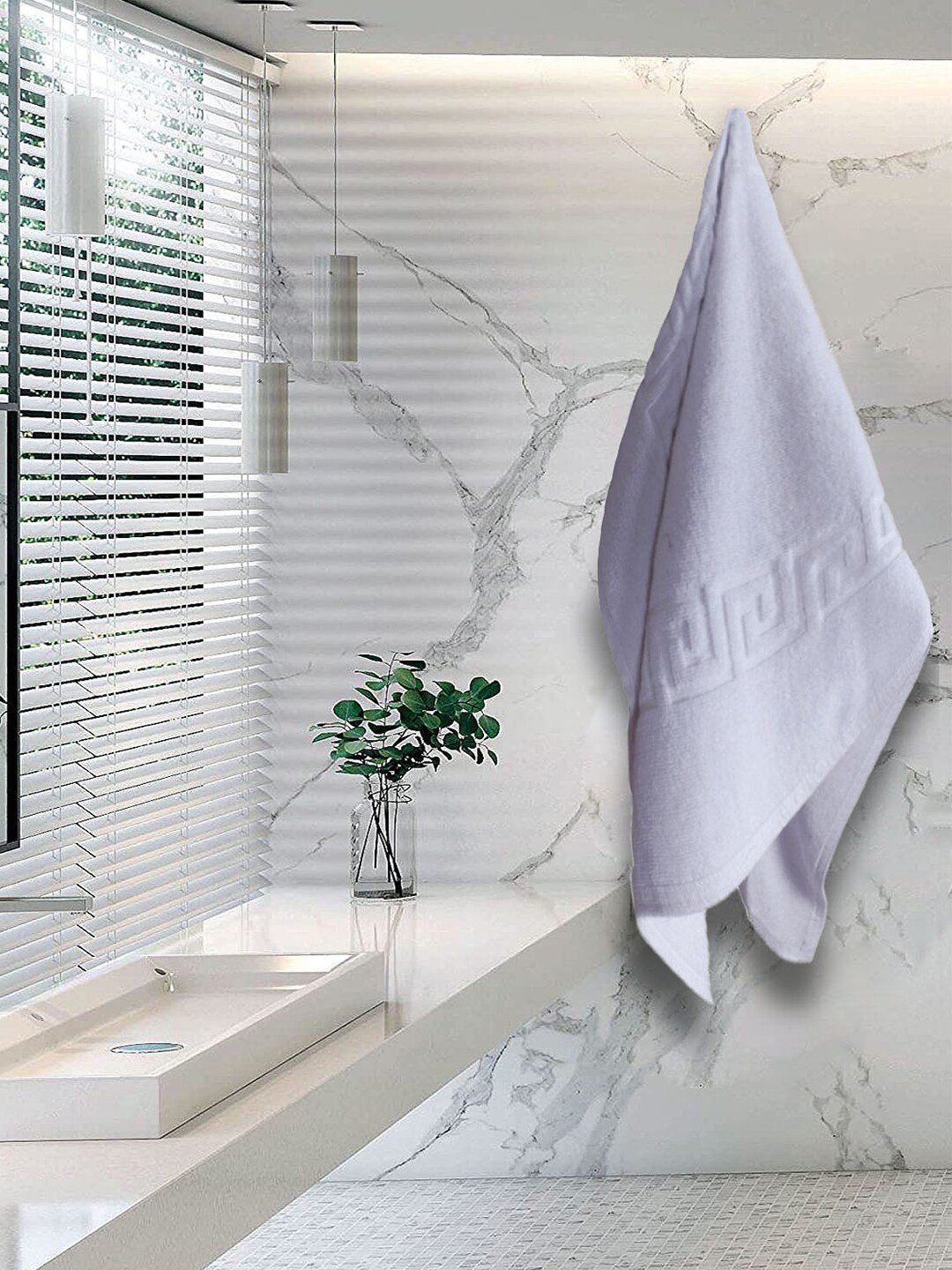 

Kuber Industries White Set Of 3 400GSM Cotton Bath Towels