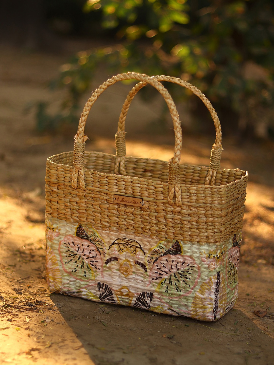 

HABERE INDIA Beige Floral Shopper Tote Bag