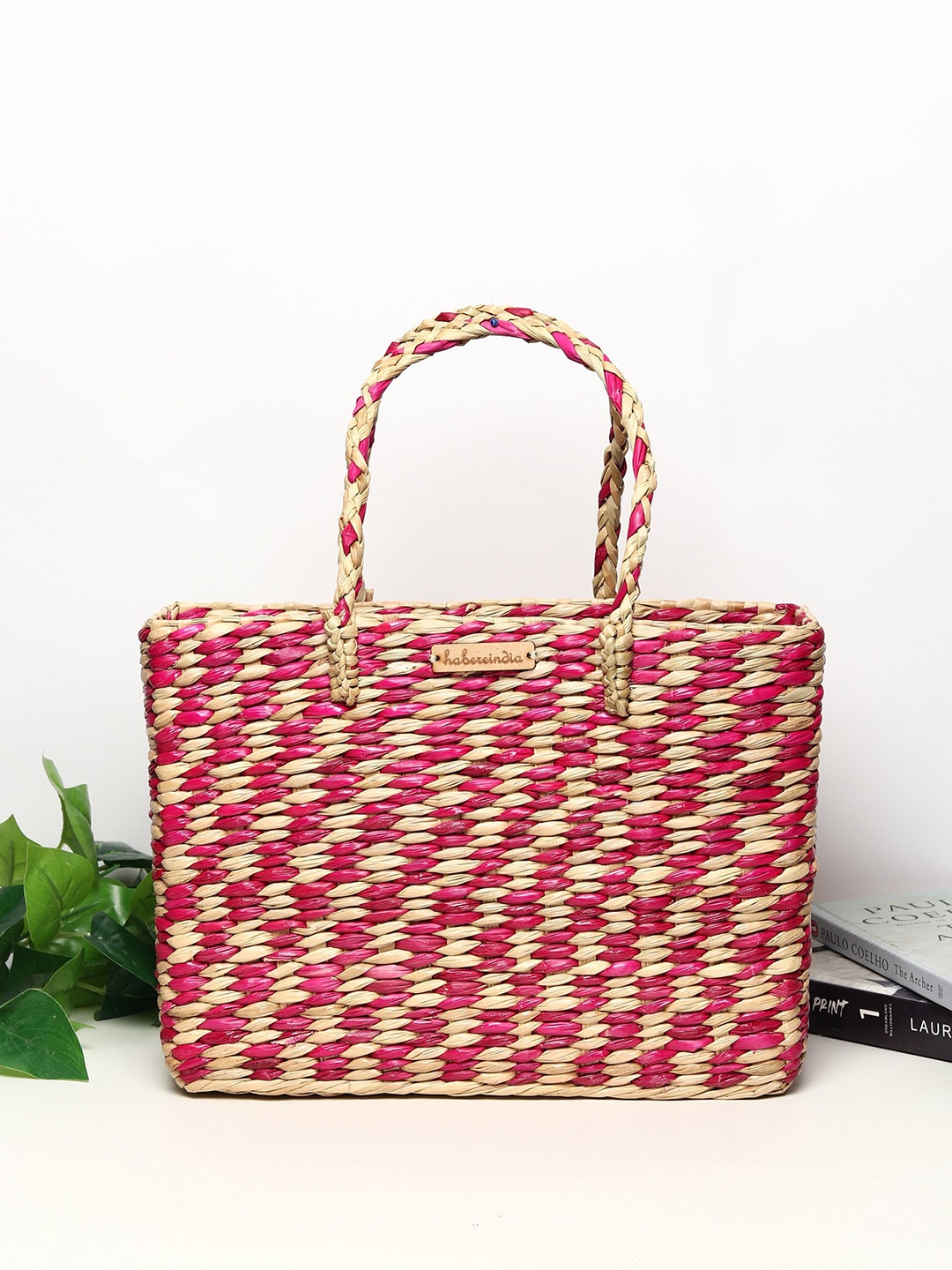 

HABERE INDIA Pink Shopper Tote Bag