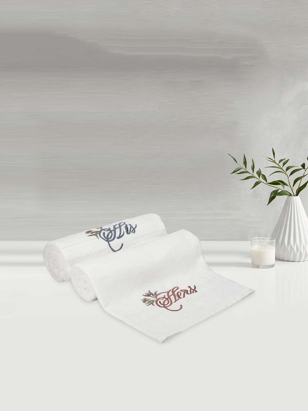 

LUSH & BEYOND Set Of 2 White Pure Cotton 500 GSM Hand Towel