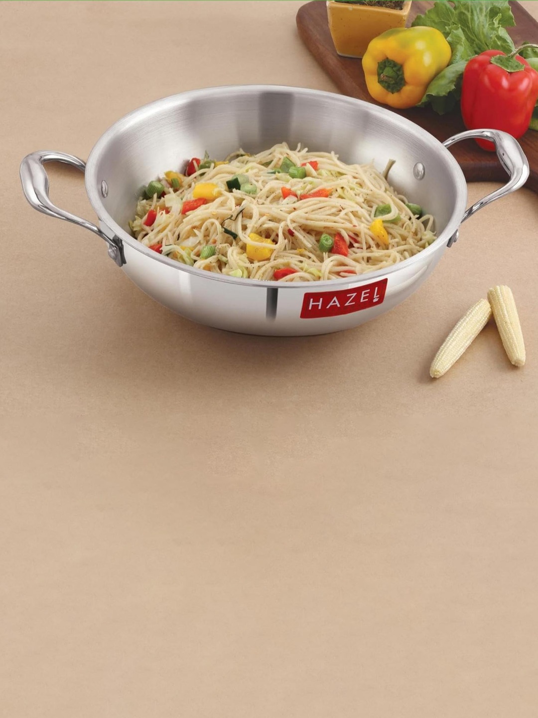 

HAZEL Tri-Ply Stainless Steel Induction Kadhai 3 Ltrs, Silver
