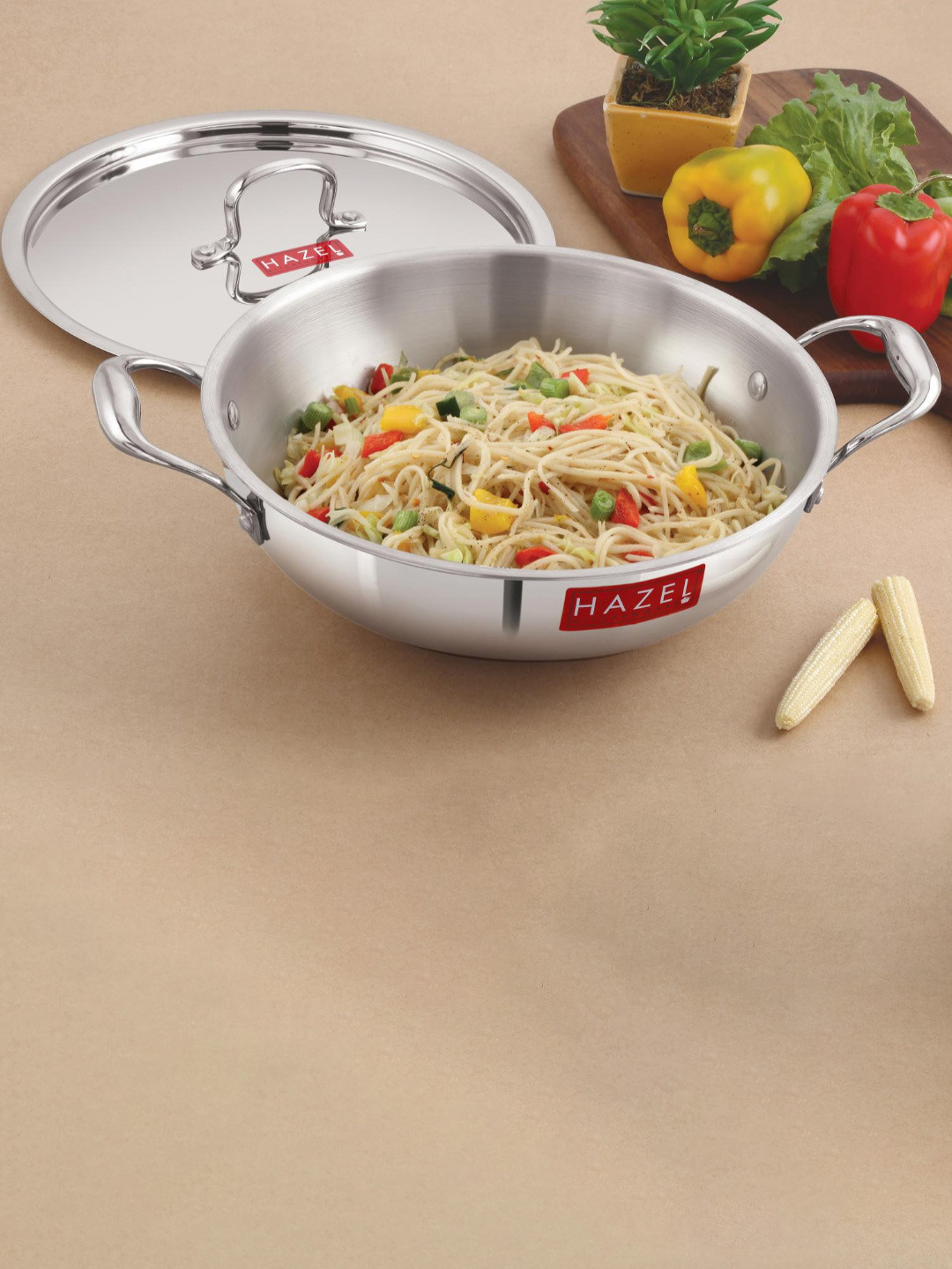 

HAZEL Stainless Steel Kadai With Lid 2 Litres, Silver