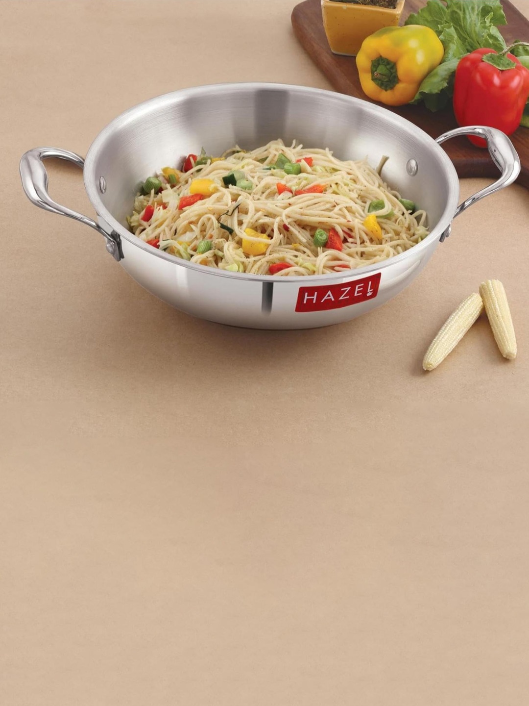 

HAZEL Tri-Ply Stainless Steel Induction Bottom Kadhai 1.5 Ltrs, Silver