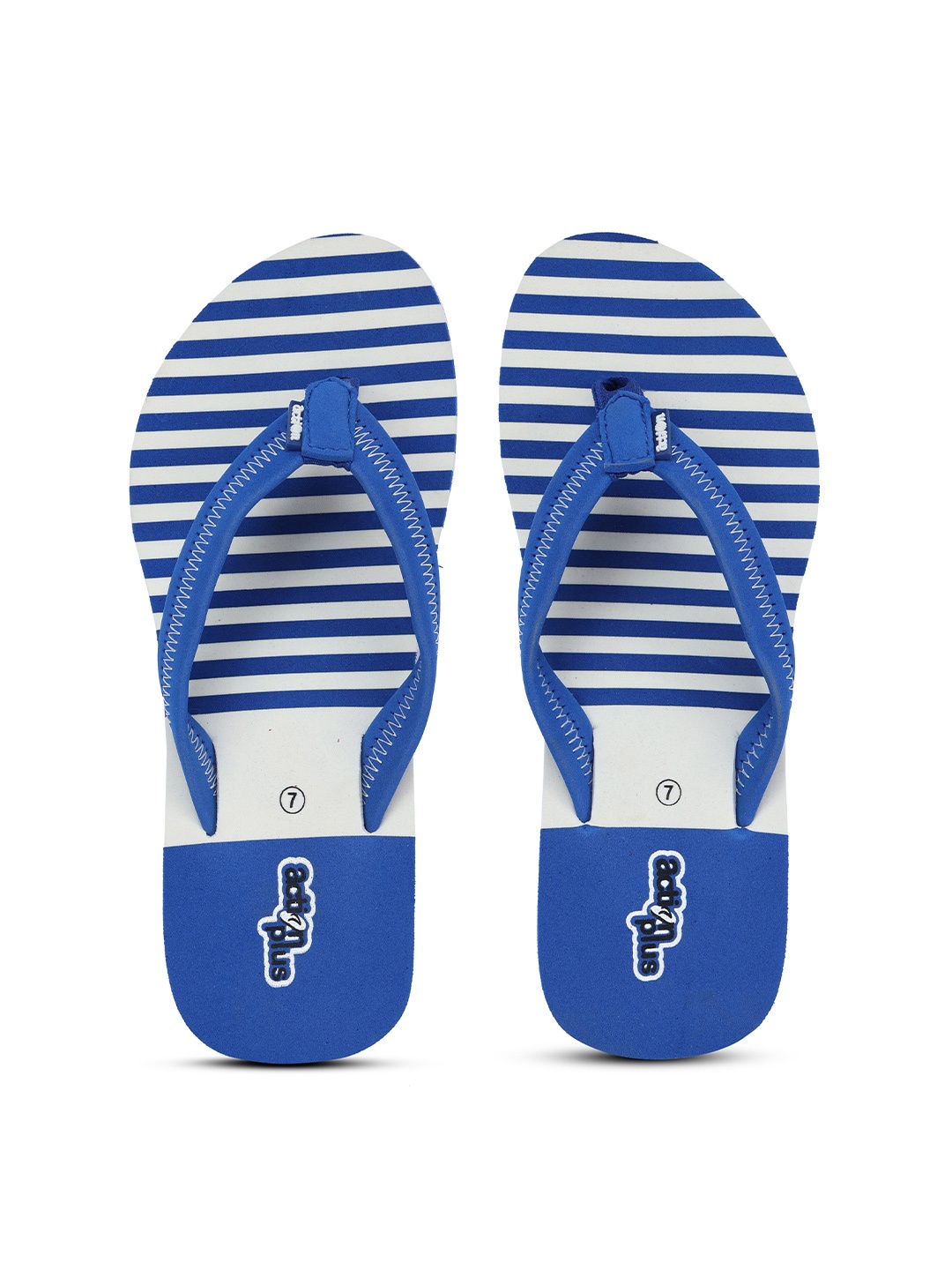 

Action Plus Women Blue & White Striped Thong Flip-Flops