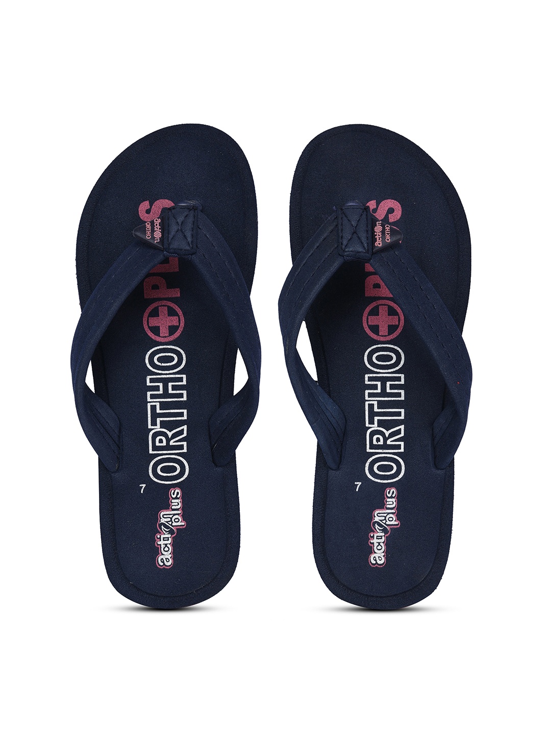 

Action Plus Women Navy Blue & Pink Printed Thong Flip-Flops