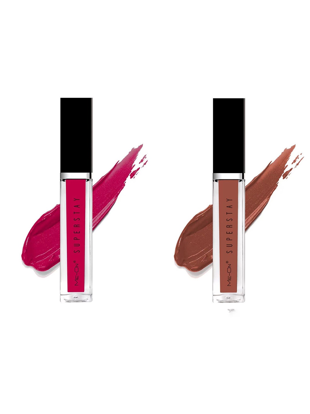 

ME-ON Set Of 2 Super Stay Lip Gloss 6ml Each - Sensual Rose 11 & Coffee Mocha 17, Pink