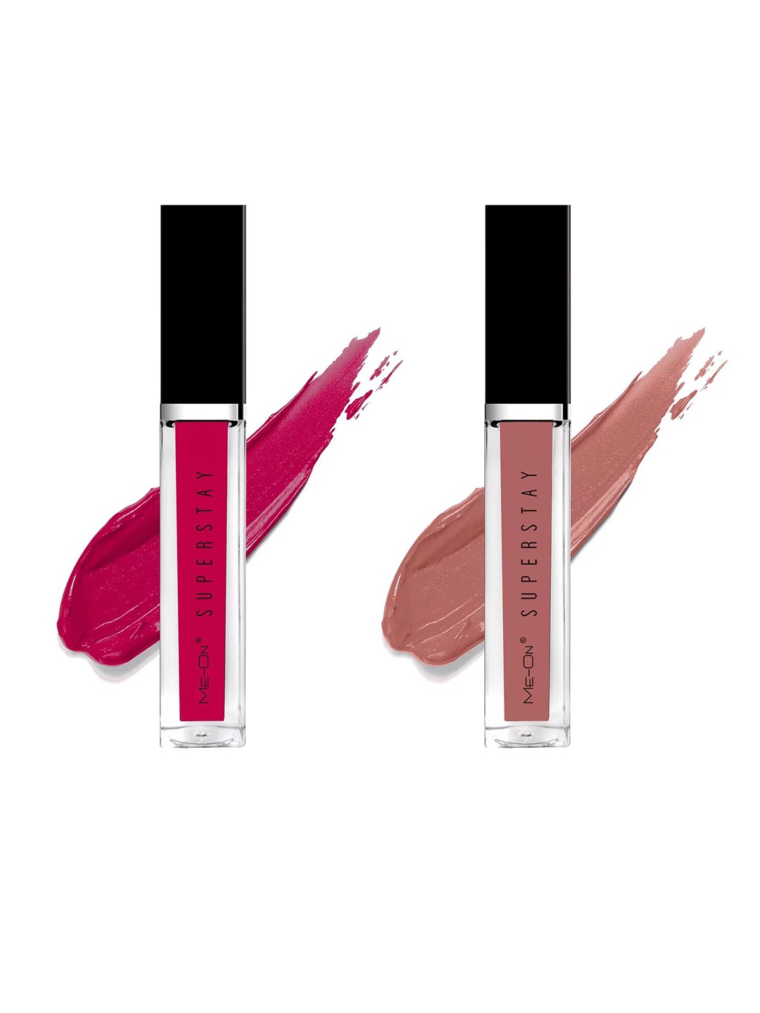 

ME-ON Set Of 2 Super Stay Lip Gloss 6ml Each - Sensual Rose 11 & Skin Kiss 21, Pink