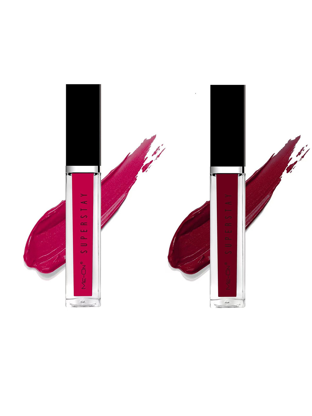 

ME-ON Superstay Set Of 2 Glossy Lip Gloss 12 ml Each - Sensual Rose 11 & Wine 13, Pink