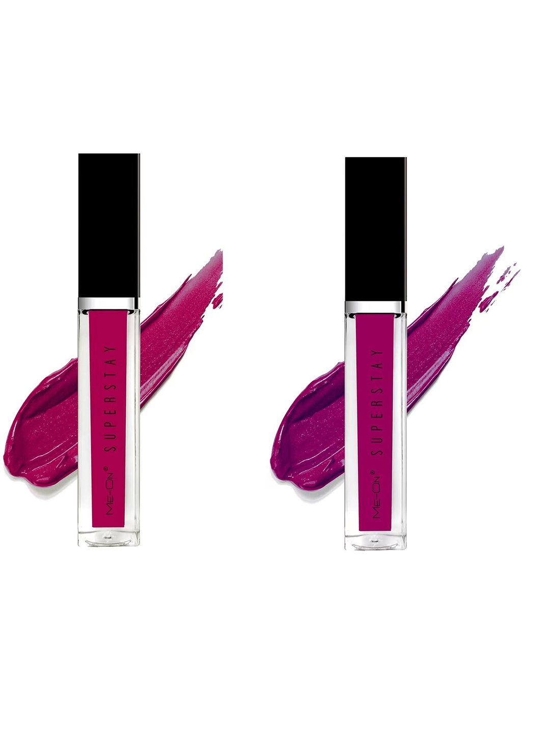 

ME-ON Superstay Set Of 2 Glossy Lip Gloss 12 ml Each - Fuschia 09 & Purple Affair 16, Pink