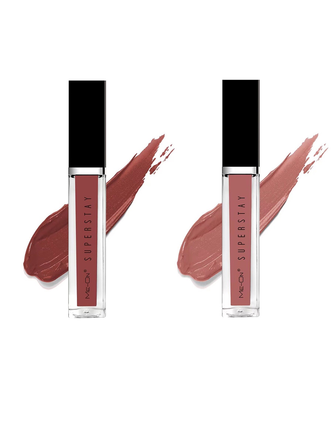 

ME-ON Superstay Set Of 2 Glossy Lip Gloss 12 ml Each - Velvet Teddy 18 & Skin Kiss 21, Brown