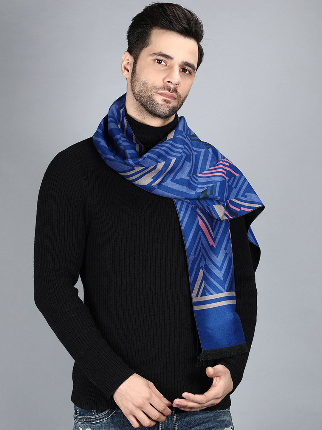 

Alvaro Castagnino Men Blue & Pink Zig Zag Mufflers