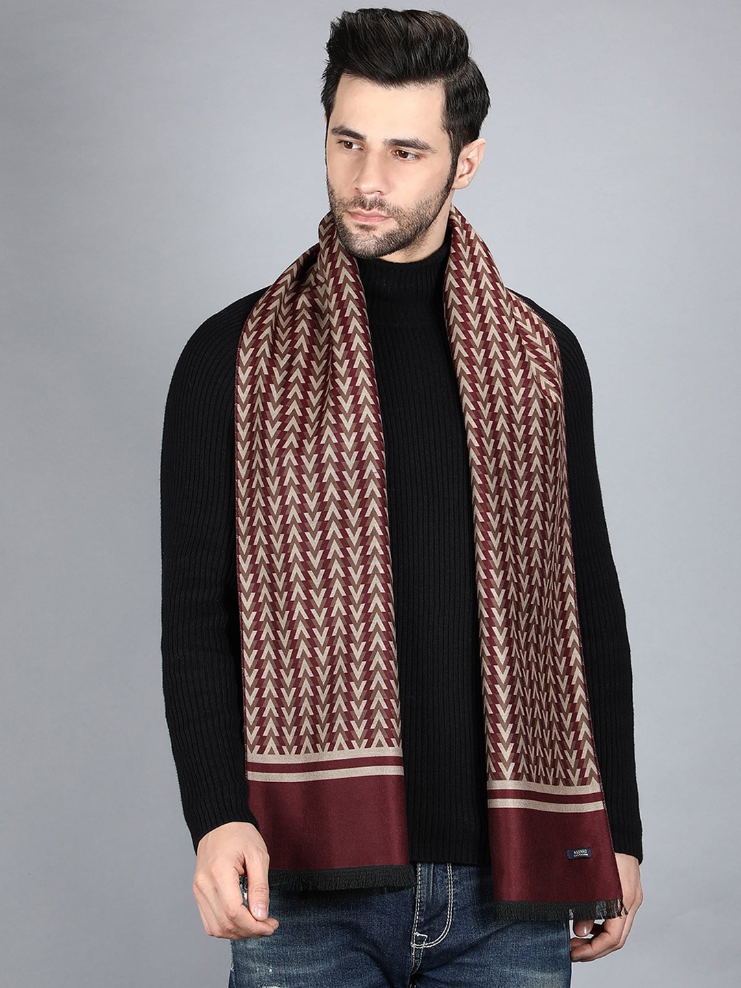 

Alvaro Castagnino Men Maroon & White Printed Mufflers