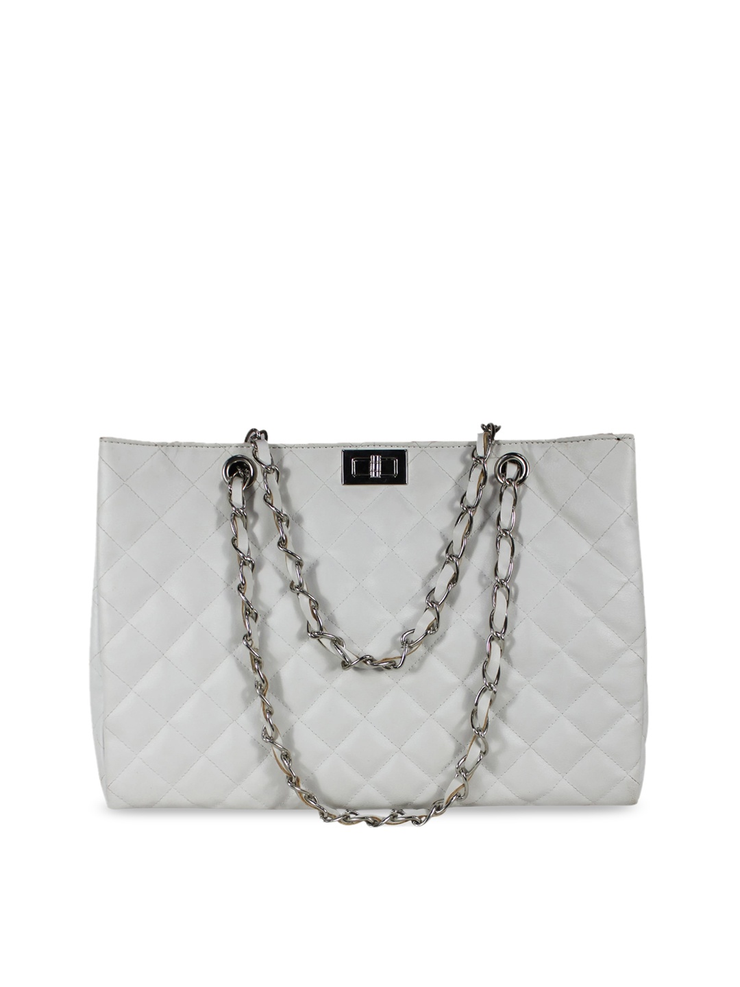 

shashvi Women White Solid Shopper Handheld Bag with Quilted