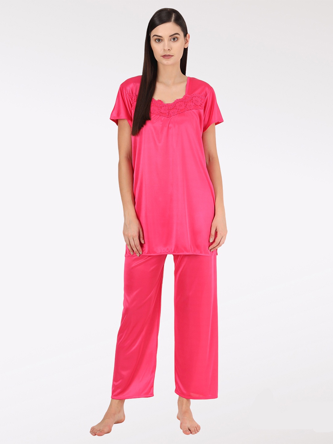 

SEPHANI Satin Night suit, Pink