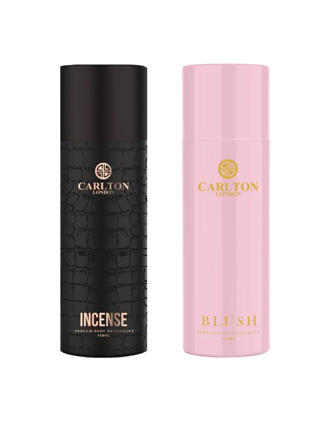 

Carlton London Set of 2 Perfume Body Deodorant - Incense & Blush - 150ml each, Black