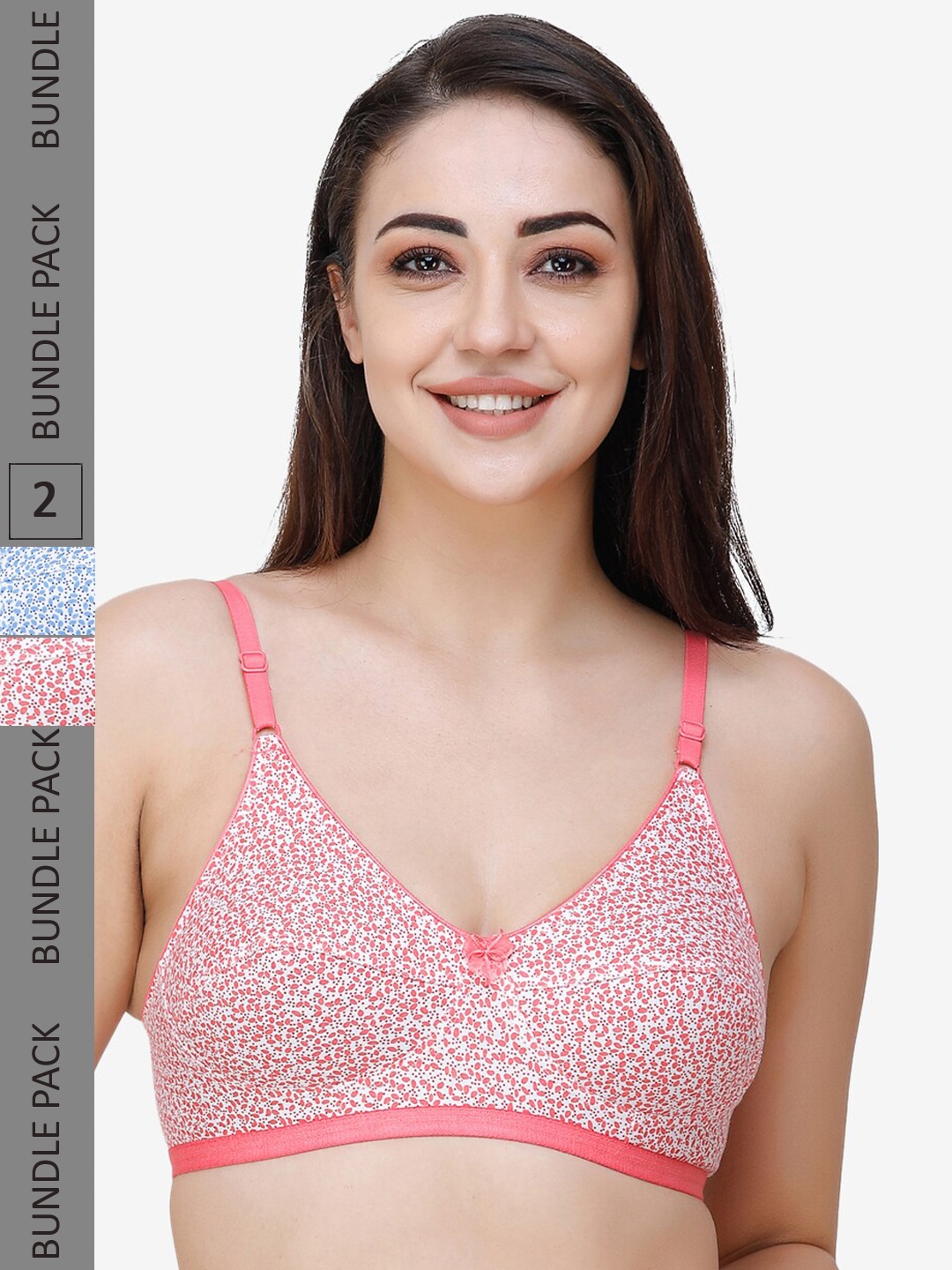 

College Girl Pack Of 2 Blue & Pink Floral Everyday Bra