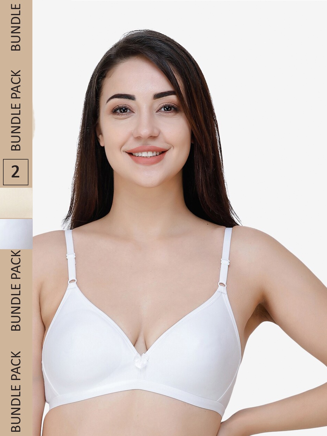 

College Girl Pack Of 2 White & Nude-Coloured T-Shirt Bra