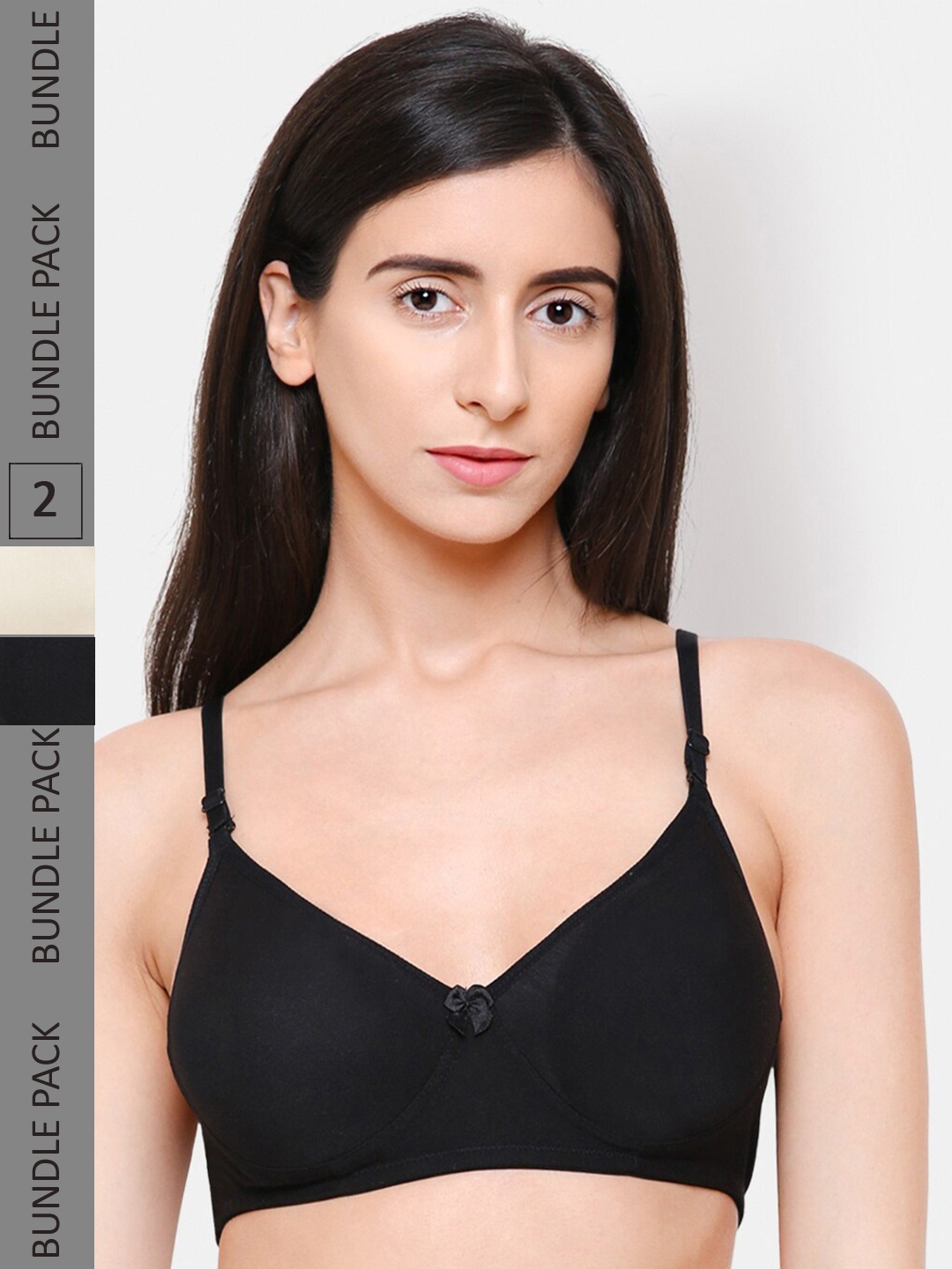 

College Girl Set Of 2 Lightly Padded Bra, Black