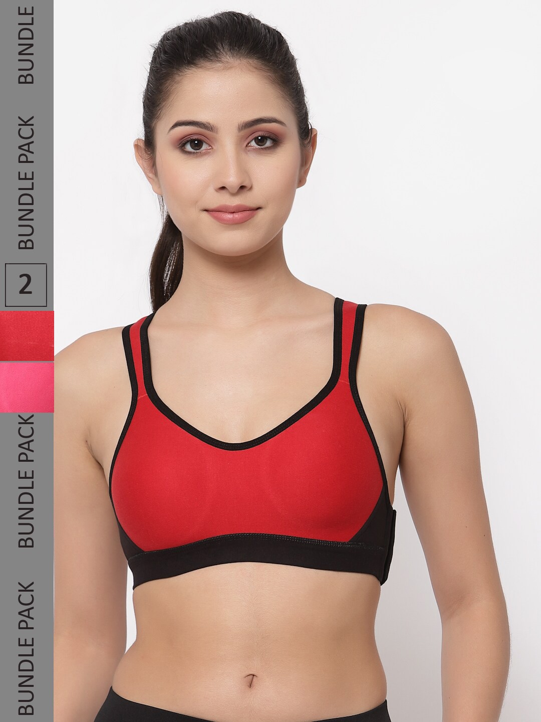 

College Girl Pack of 2 Pink & Red Workout Bra