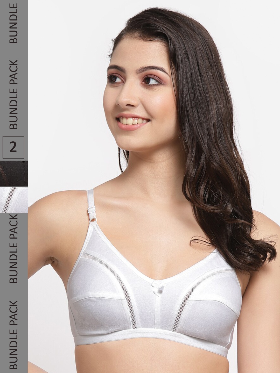 

College Girl Pack Of 2 White & Black Everyday Bra