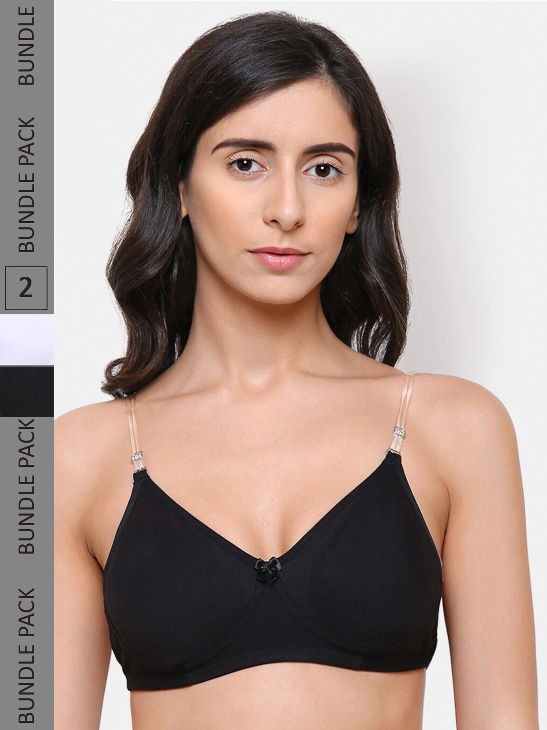 

College Girl Pack Of 2 Black & White Lightly Padded T-Shirt Bra