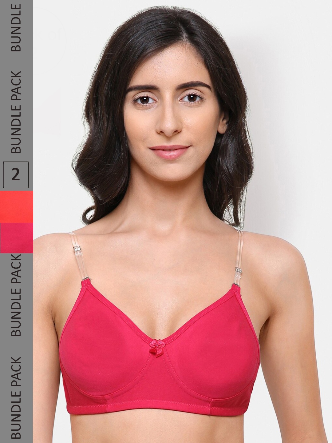 

College Girl Pack Of 2 Red & Pink Lightly Padded T-Shirt Bra