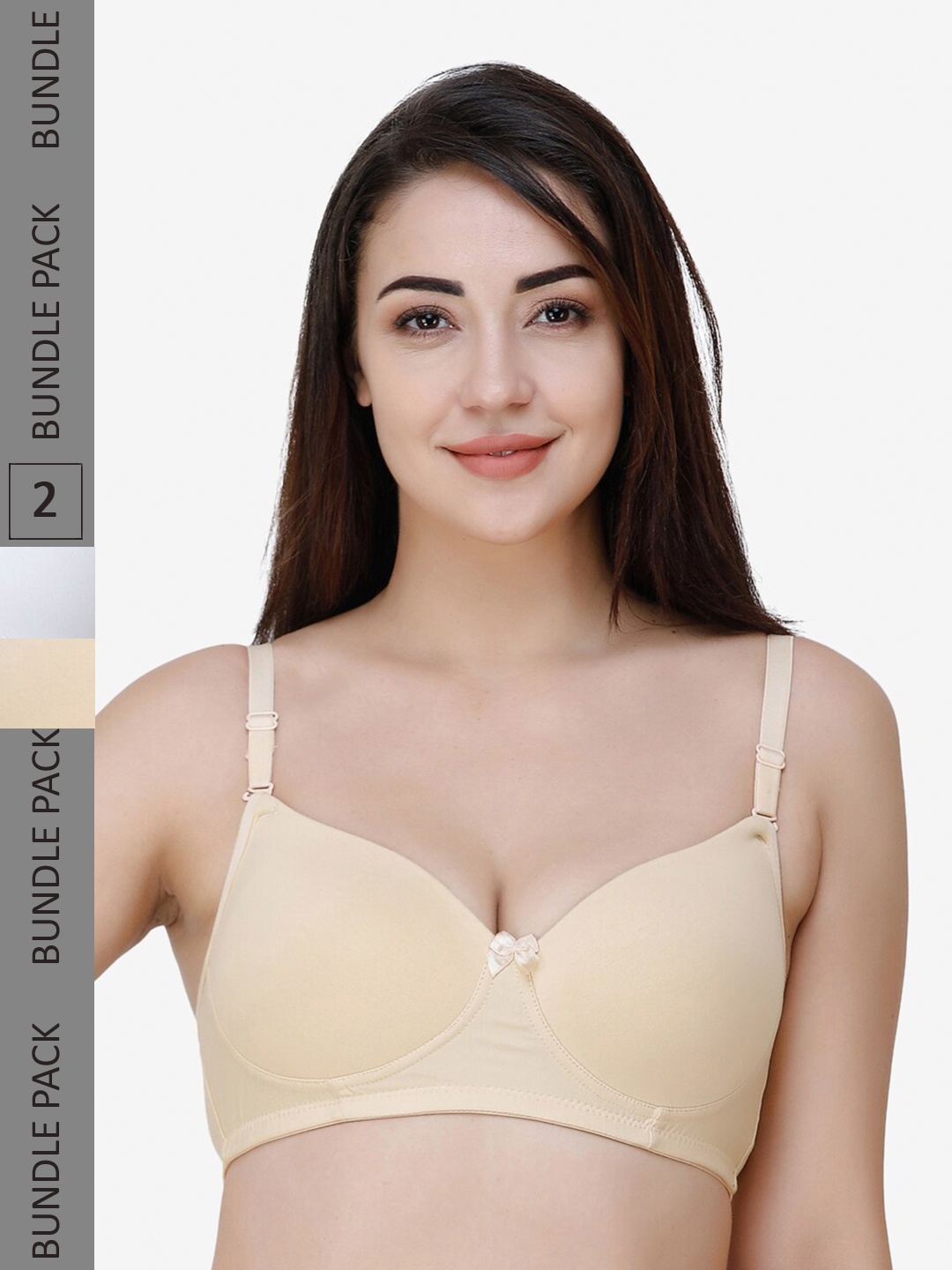 

College Girl Pack Of 2 White & Nude-Coloured Lightly Padded T-Shirt Bra