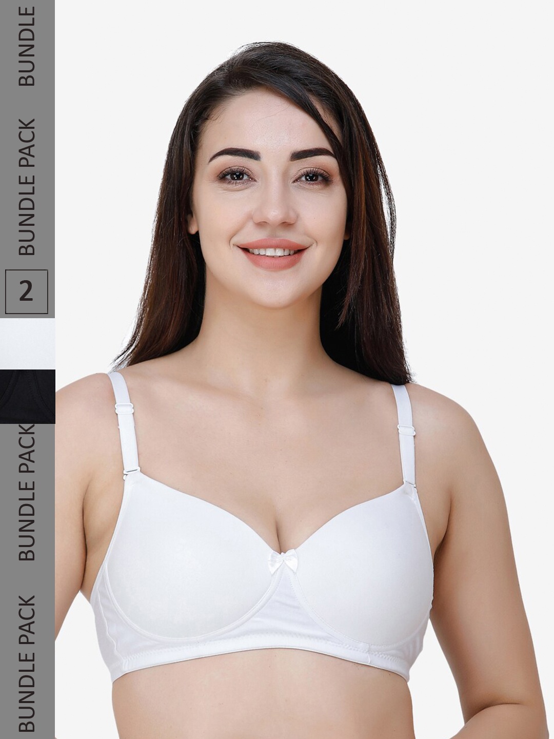 

College Girl Black & White Pack of 2 Non Wired Lightly Padded Bra