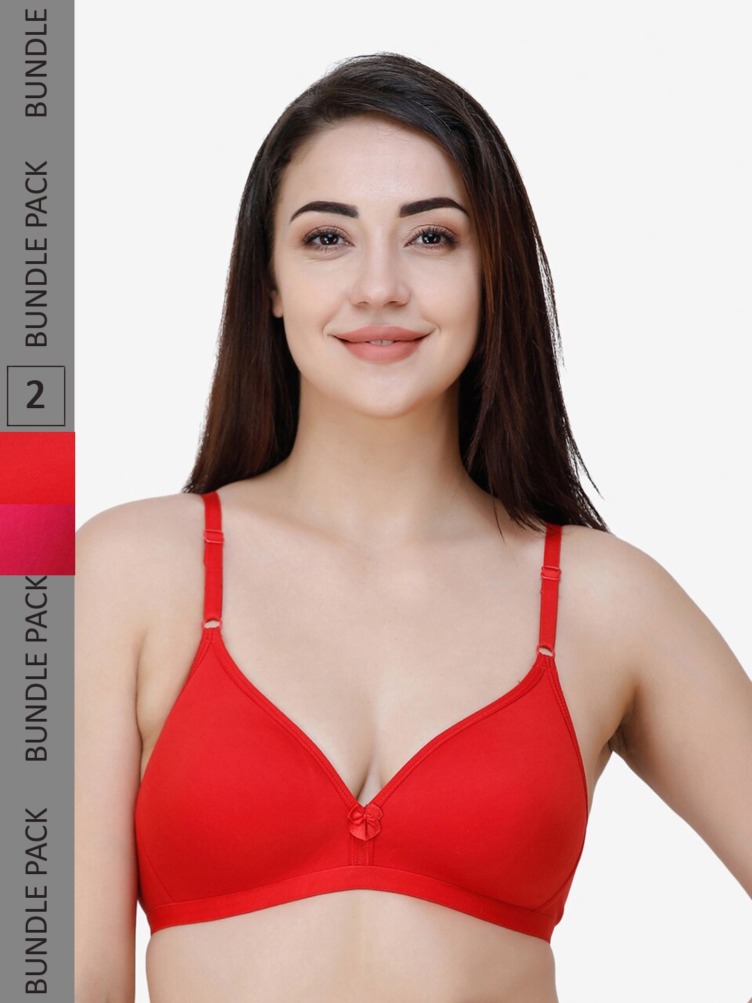 

College Girl Red & Pink Pack of 2 Non Wired Non Padded Bra