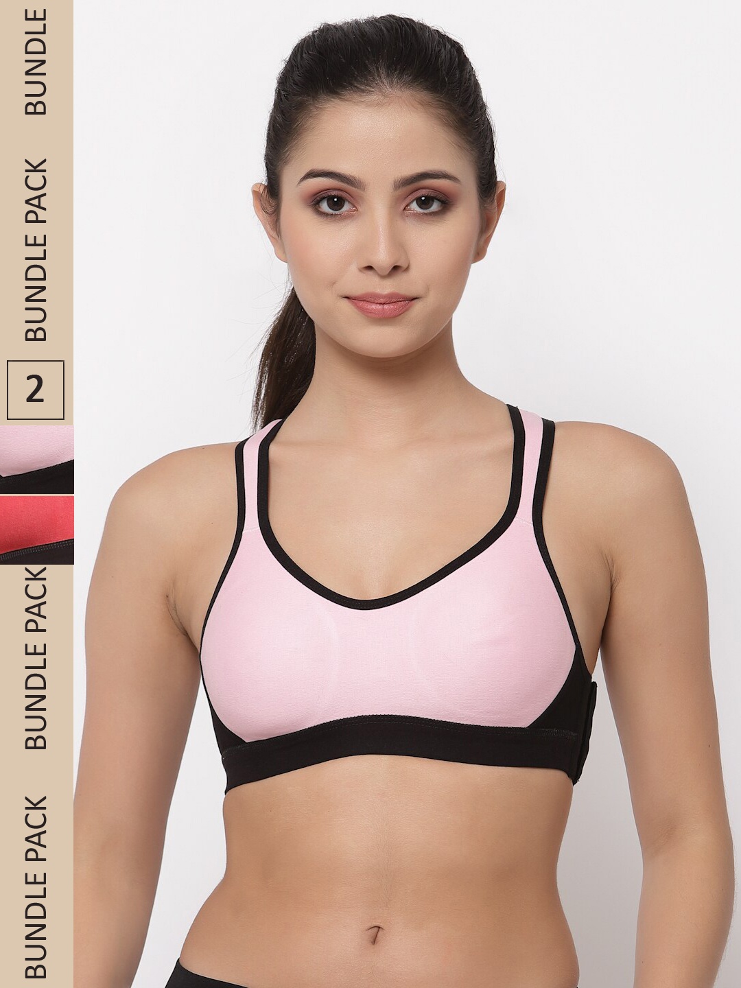 College Girl Pink & Coral Pack of 2 Non Wired Non Padded Bra
