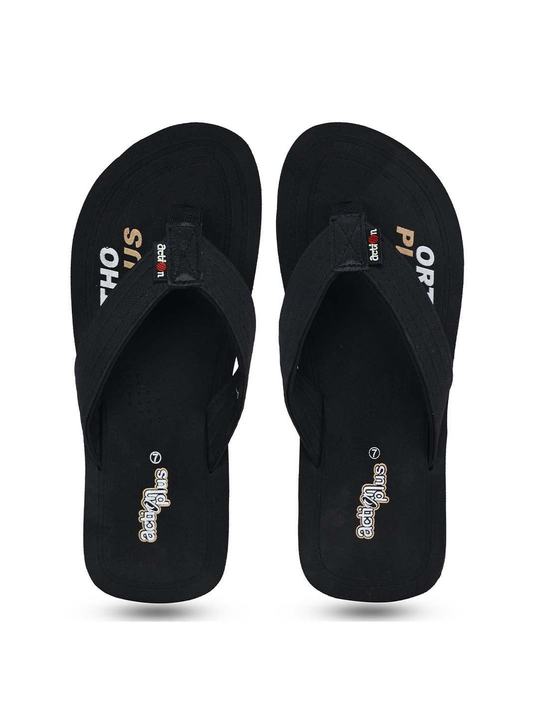 

Action Plus Men Black & White Printed Thong Flip-Flops