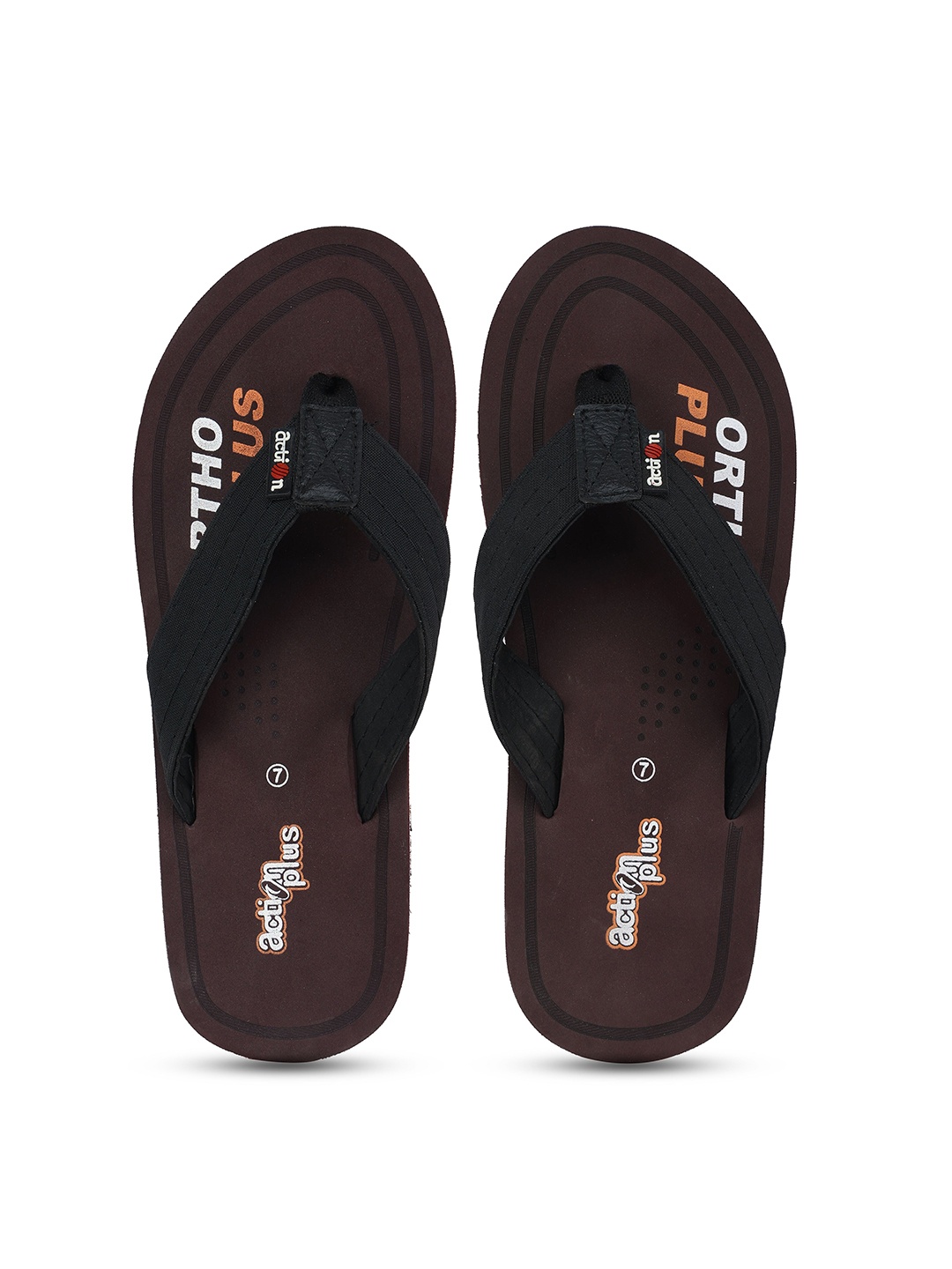 

Action Plus Men Brown & Orange Printed Thong Flip-Flops