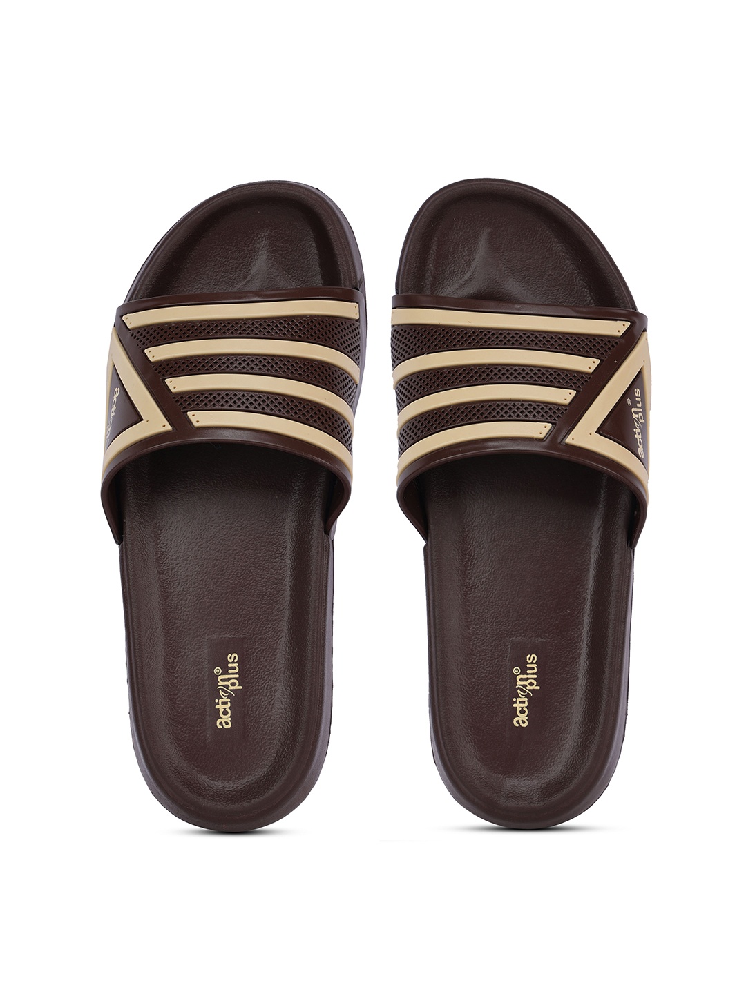 

Action Plus Men Brown & Beige Striped Sliders