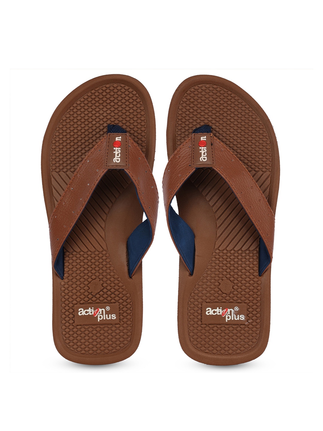 

Action Plus Men Brown & Navy Blue Thong Flip-Flops