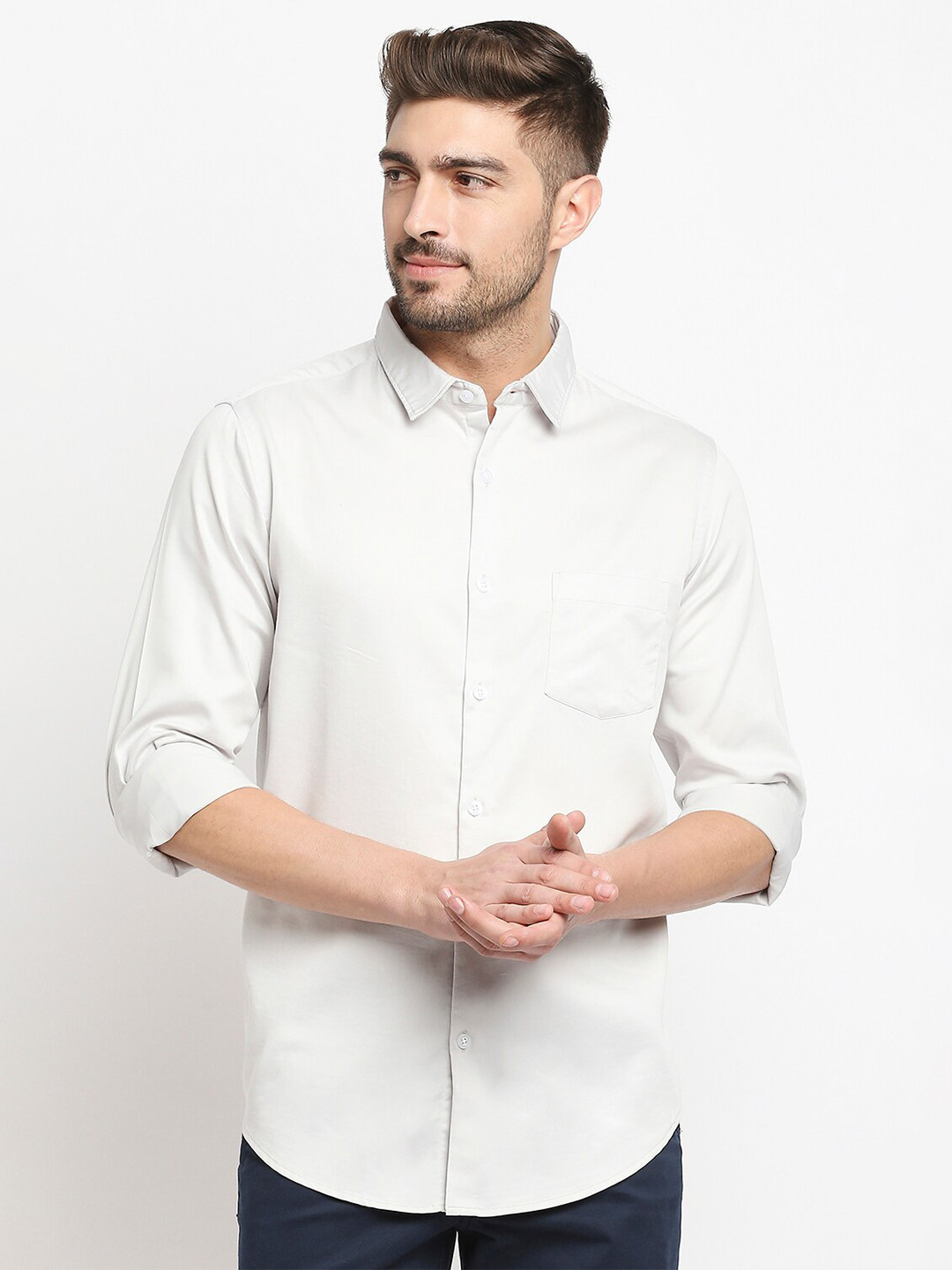 

VALEN CLUB Men Grey Slim Fit Casual Shirt