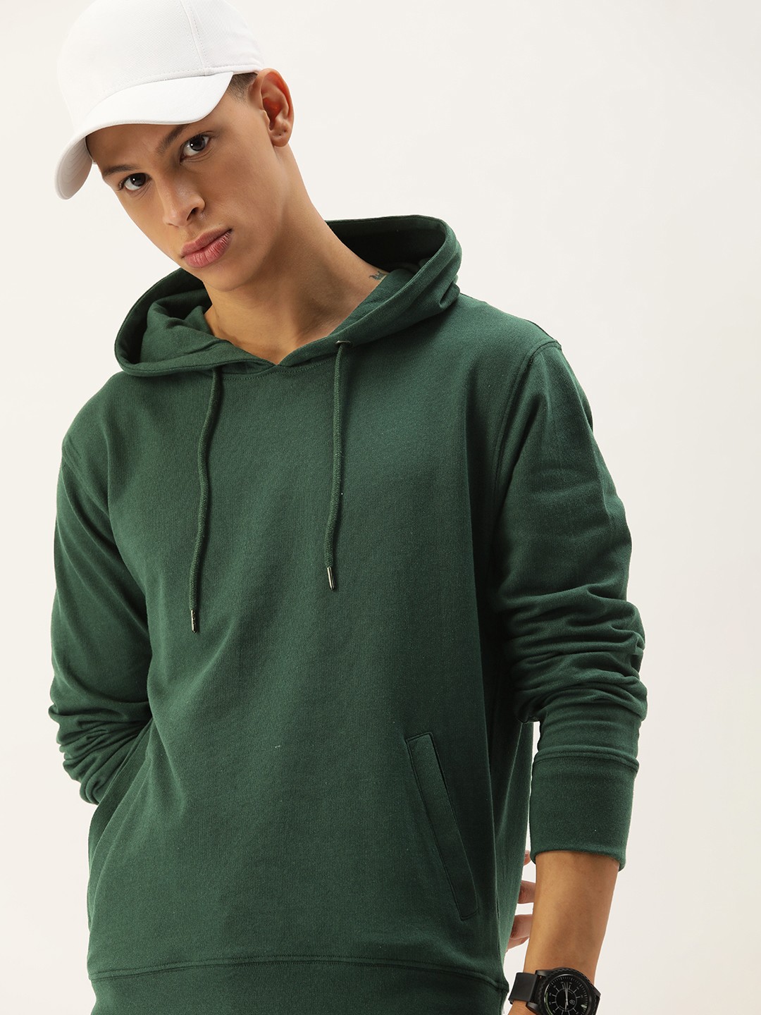 

Kook N Keech Men Solid Hooded Sweatshirt, Green