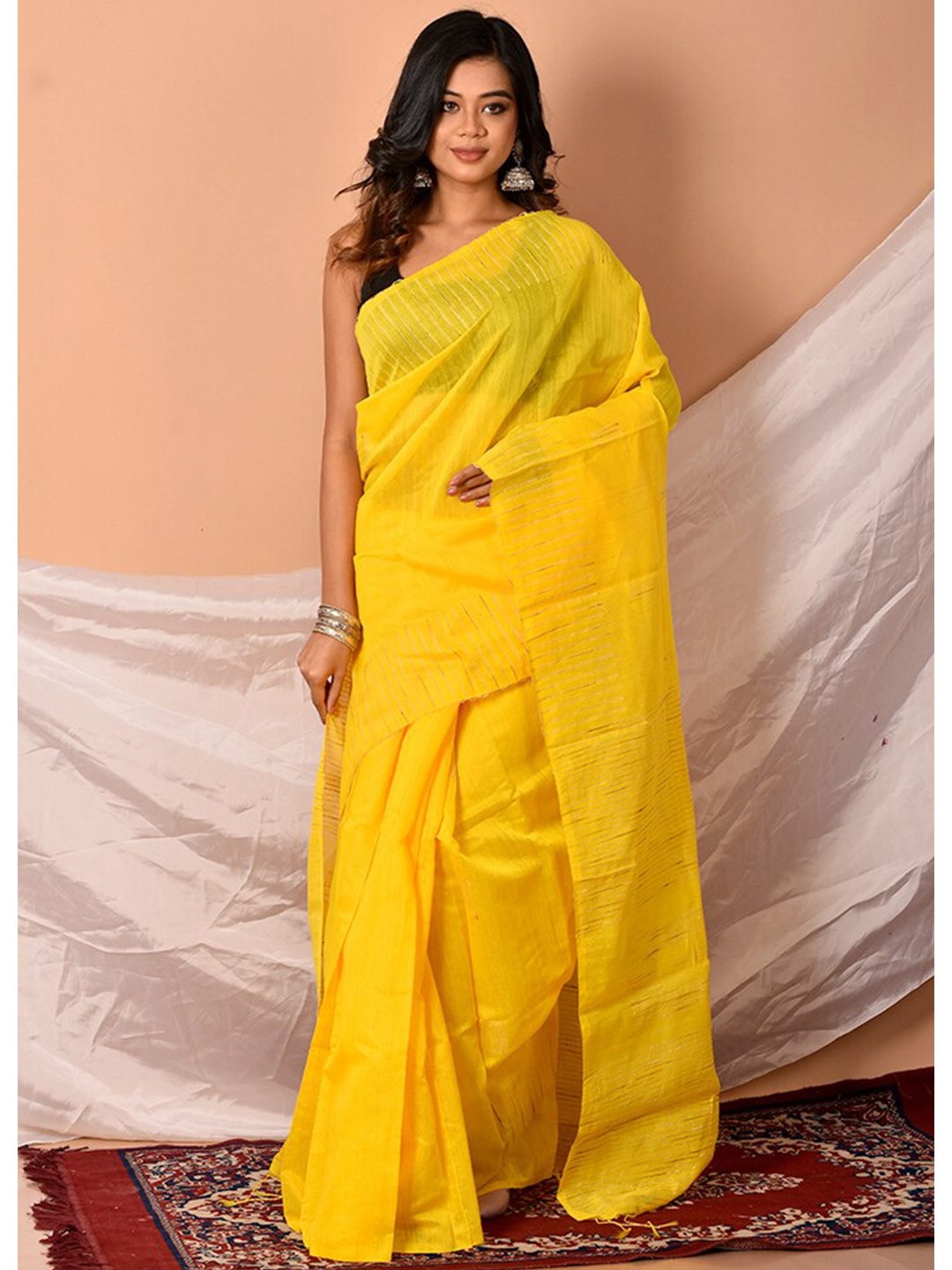 

AllSilks Yellow Woven Design Saree