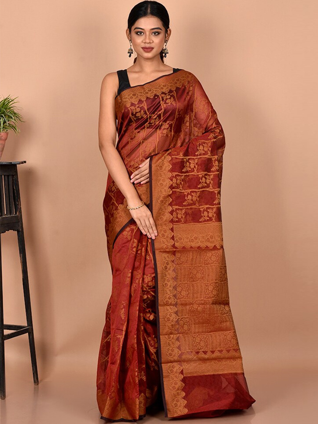 

AllSilks Red Ethnic Motifs Saree