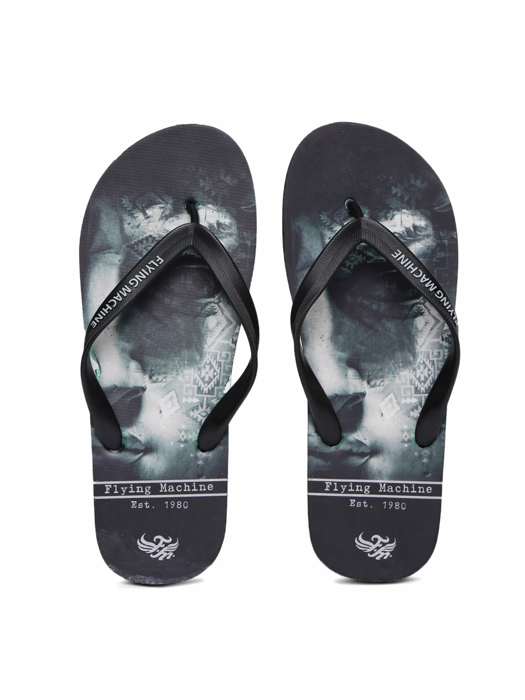 

Flying Machine Men Black Curtis Printed Flip-Flops