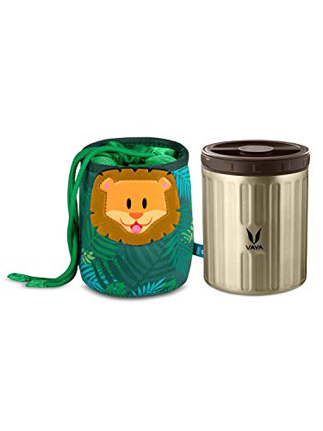 

Vaya Gold Toned & Brown Stainless Steel Preserve Lunch Box with Lunch Bag 500 ml
