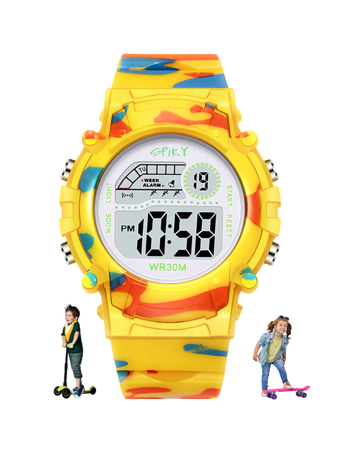 

Spiky Kids Printed Dial Digital Automatic Watch SPKEVA8, Yellow